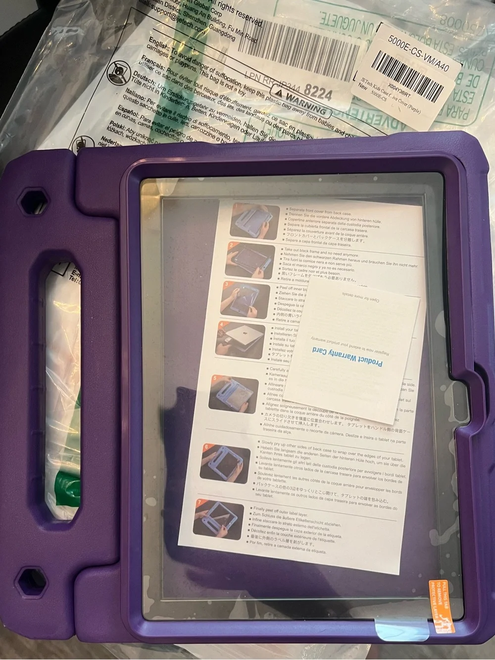 Purple Kids Shockproof Tablet Case with Built-in Screen Protector NEW